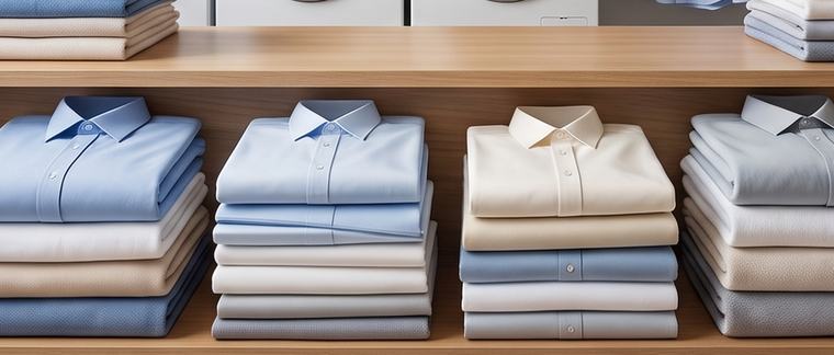 Freshly folded clean shirts at BIRHAN
